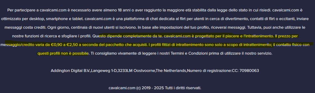 Nel footer vediamo che siamo avvertiti che siamo di fronte a una truffa.