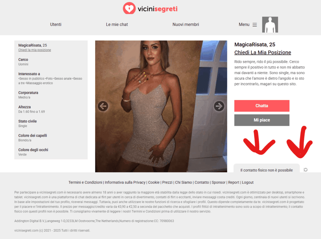 Se clicchiamo sul cuore possiamo vedere che si tratta di un profilo falso.