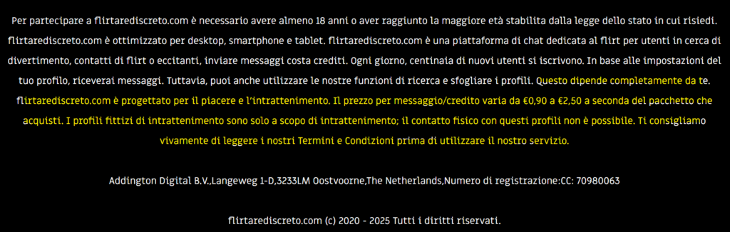 Leggendo attentamente il footer si capisce che si tratta di una truffa ben pianificata.