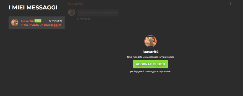 Questo messaggio ci viene inviato subito dopo la registrazione e, ovviamente, se vogliamo rispondere dobbiamo pagare.