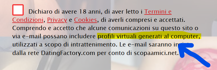 Quando ci registriamo, ci costringono ad accettare l'esistenza di profili falsi.
