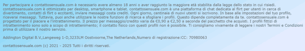 Nel footer è già presente questo avviso, in modo che non si possano intraprendere azioni legali contro di loro in un secondo momento.