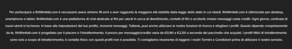nel footer possiamo leggere questo testo in cui si conferma l'esistenza di profili falsi.