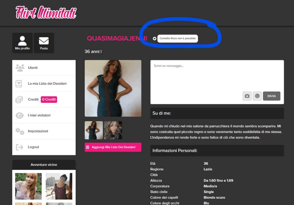 FlirtIllimitati Tutti i profili hanno un cuore che avverte che si tratta di un profilo falso.
