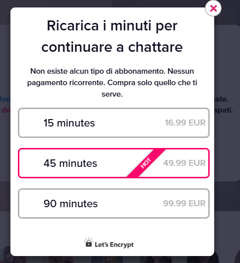 questi sono i prezzi per la videochiamata