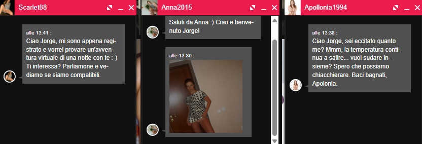 Questi messaggi falsi li riceviamo pochi secondi dopo esserci registrati.