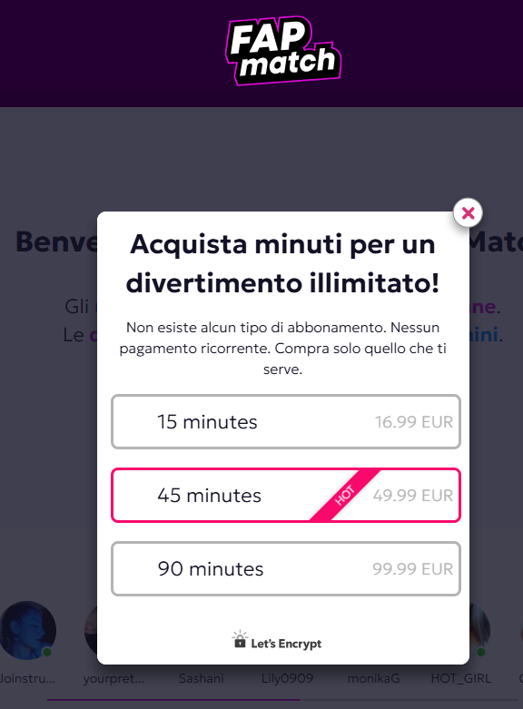 quanto costa fapmatch.com prezzo